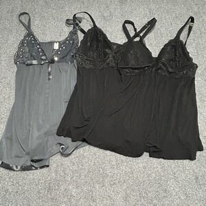 Lot Of 3 Lingerie Daisy Fuentes Babydoll  2X Push Up Black And 1 Unbranded Sheer